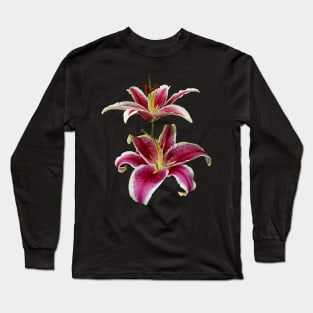 Lilies - Two Stargazer Lilies Long Sleeve T-Shirt